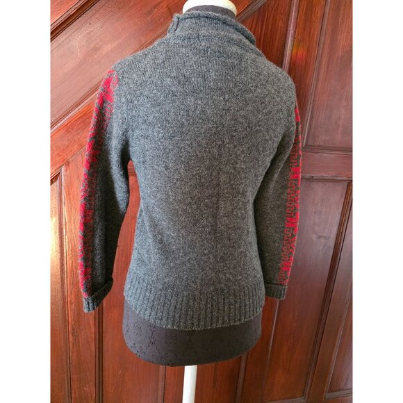 Northern Isles Australian Shetland Wool Sweater With Red Geometric Pattern S/xs - Picture 3 of 7